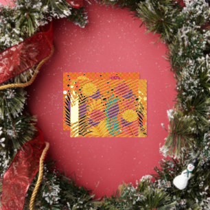 Kleurrijke bloemen en bladeren op een zwarte achte folie feestdagen briefkaart