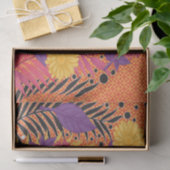 Kleurrijke bloemen en bladeren op een zwarte achte tissuepapier (Geschenk)