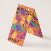 Kleurrijke bloemen en bladeren op een zwarte achte visitekaartje (Voorkant)