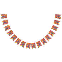 Kleurrijke bloemen en bladeren op een zwarte achte vlaggetjes