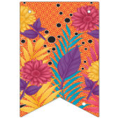 Kleurrijke bloemen en bladeren op een zwarte achte vlaggetjes (Eerste vlag)