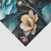 Kleurrijke bloemen en bladeren zwarte achtergrond  tissuepapier (Detail)