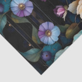 Kleurrijke bloemen en bladeren zwarte achtergrond tissuepapier (Detail)