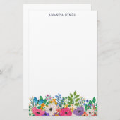 Kleurrijke bloemen en blauwe vlinder briefpapier (Voorkant / Achterkant)