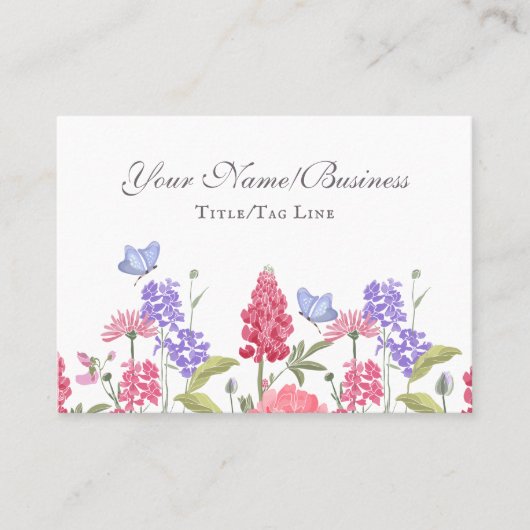  kleurrijke bloemen en Butterflies Garden Visitekaartje (Voorkant)