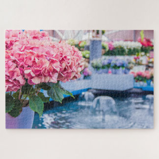 Kleurrijke bloemen en fonteinen legpuzzel