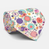 Kleurrijke Bloemen en Geometrische Boho Patroon Stropdas (Opgerold)