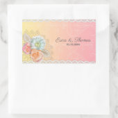 Kleurrijke bloemen en kant rechthoekige sticker (Tas)