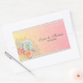 Kleurrijke bloemen en kant rechthoekige sticker (Envelop)