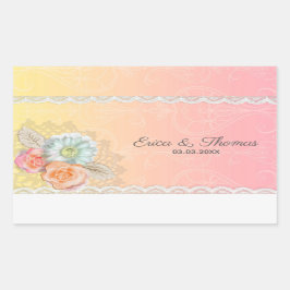 Kleurrijke bloemen en kant rechthoekige sticker