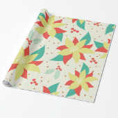 Kleurrijke bloemen en maretak cadeaupapier (Uitgerold)