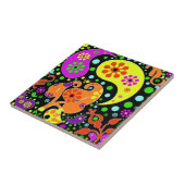 Kleurrijke bloemen en Paisley Patroon Retro Trivet Tegeltje (Zijkant)