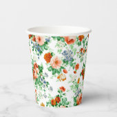 Kleurrijke bloemen en roze en rode rozen papieren bekers (Achterkant)