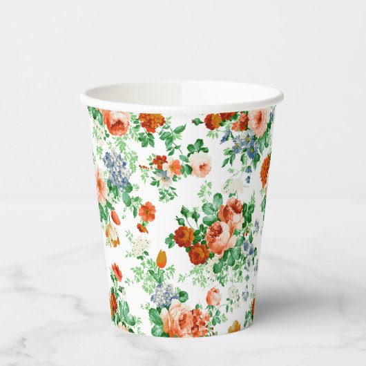 Kleurrijke bloemen en roze en rode rozen papieren bekers (Links)