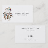 Kleurrijke bloemen en veren droomcatcher visitekaartje (Voorkant / Achterkant)