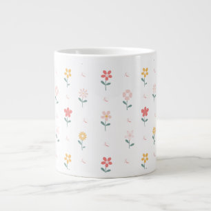 Kleurrijke Bloemen en Vlinder Patroon Grote Koffiekop