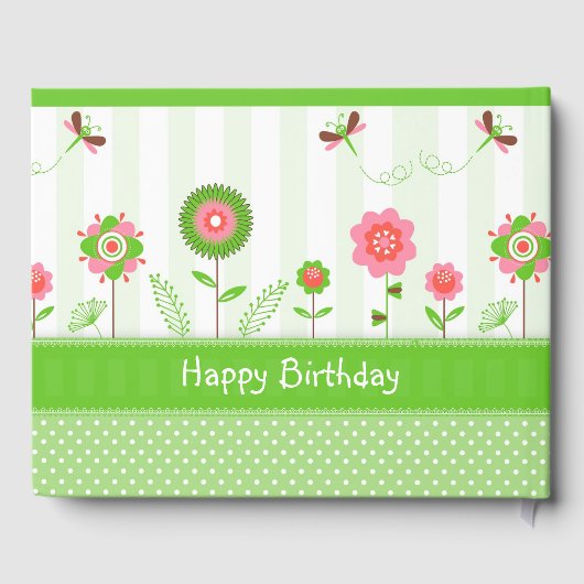 Kleurrijke bloemen en vlinders - Birthday Gastenboek (Achterkant)