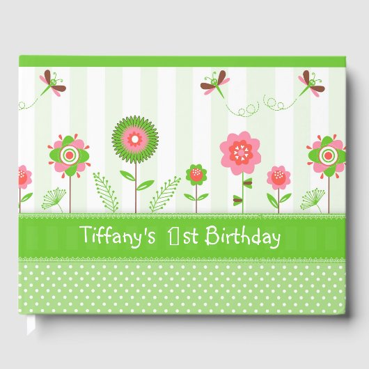 Kleurrijke bloemen en vlinders - Birthday Gastenboek (Voorkant)