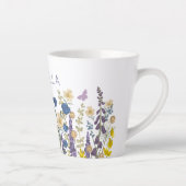 Kleurrijke bloemen en vlinders Custom Name Latte Mok (Rechts)