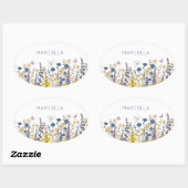 Kleurrijke bloemen en vlinders Custom Name Ovale Sticker (Vel)