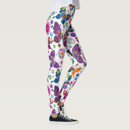 Kleurrijke bloemen en vlinders leggings
