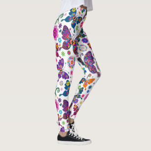 Kleurrijke bloemen en vlinders leggings