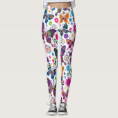 Kleurrijke bloemen en vlinders leggings (Voorkant)