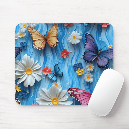 KLEURRIJKE BLOEMEN EN VLINDERS MUISMAT (Met muis)