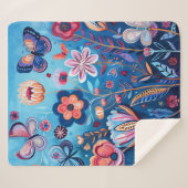 Kleurrijke bloemen en vlinders Sherpa Deken (Voorkant (horizontaal))