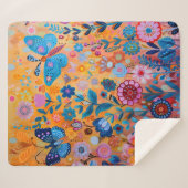 Kleurrijke bloemen en vlinders Sherpa Deken (Voorkant (horizontaal))