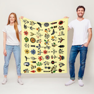 Kleurrijke bloemen en vogels fleece deken