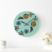 Kleurrijke bloemen en vogels grote klok (Huis)