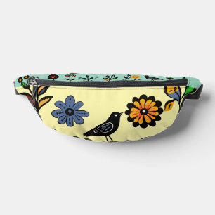 Kleurrijke bloemen en vogels heuptasje