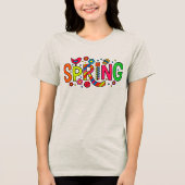 Kleurrijke bloemen en vogels in de lente Tri-Blend shirt (Voorkant)