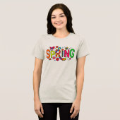 Kleurrijke bloemen en vogels in de lente Tri-Blend shirt (Voorkant volledig)