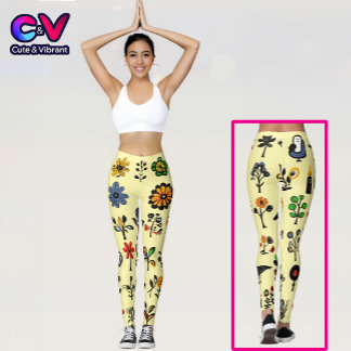 Kleurrijke bloemen en vogels leggings