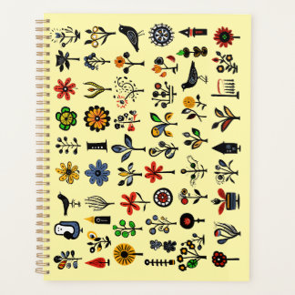 Kleurrijke bloemen en vogels planner