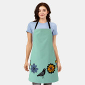 Kleurrijke bloemen en vogels schort (Gedragen)