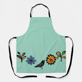 Kleurrijke bloemen en vogels schort