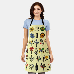Kleurrijke bloemen en vogels schort