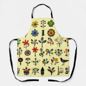 Kleurrijke bloemen en vogels schort (Voorkant)