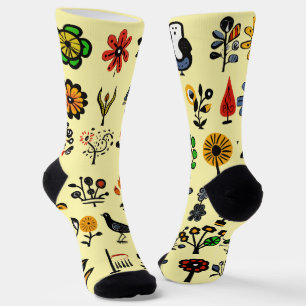 Kleurrijke bloemen en vogels sokken