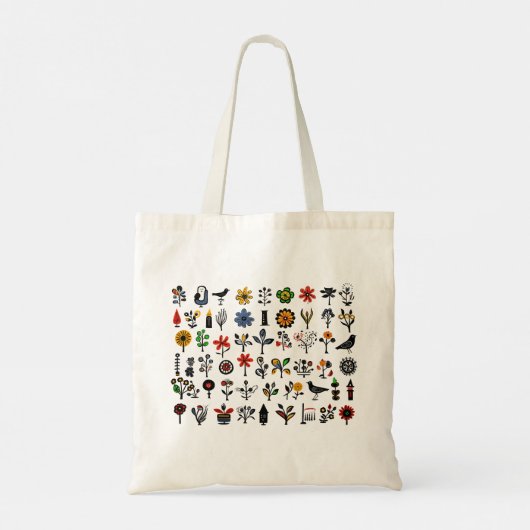Kleurrijke bloemen en vogels tote bag (Achterkant)