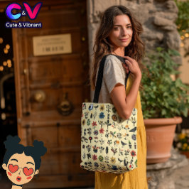 Kleurrijke bloemen en vogels tote bag