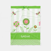 Kleurrijke bloemen en witte Stippen Fleece Deken (Voorkant)