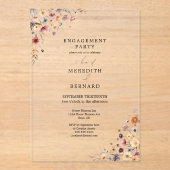 Kleurrijke Bloemen Engagement Party Acryl Uitnodigingen (Voorkant)