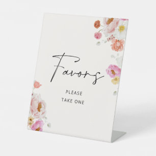 Kleurrijke Bloemen Favors Vrijgezellenfeest Reclamebord Met Voetstuk