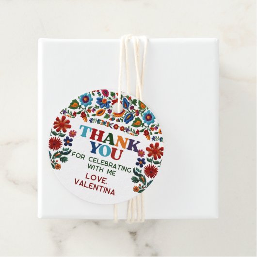 Kleurrijke Bloemen Fiesta Borduurwerk Bloem Dank u Bedankjes Labels (In situ)
