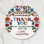 Kleurrijke Bloemen Fiesta Borduurwerk Bloem Dank u Bedankjes Labels (Voorkant)