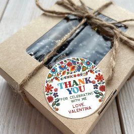 Kleurrijke Bloemen Fiesta Borduurwerk Bloem Dank u Ronde Sticker